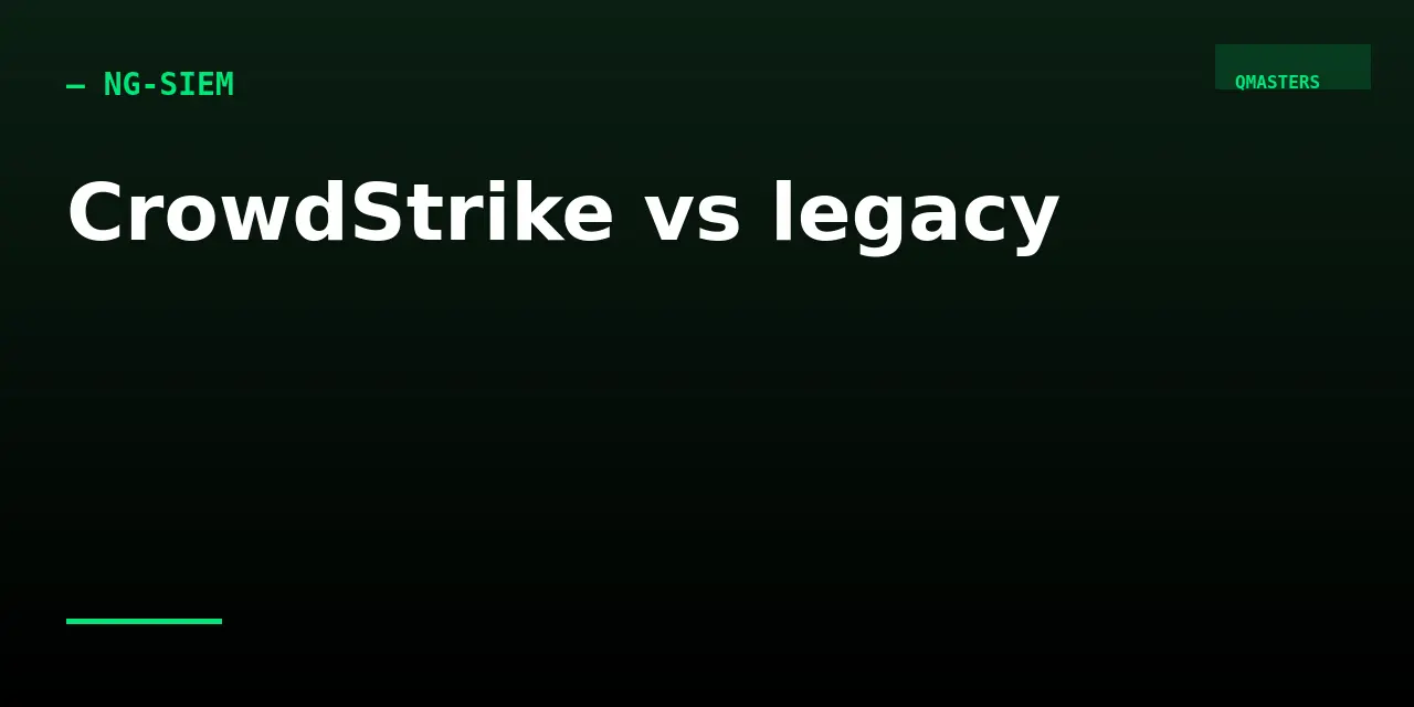 Architecture diagram comparing legacy SIEM stack with CrowdStrike Falcon Next-Gen SIEM unified platform