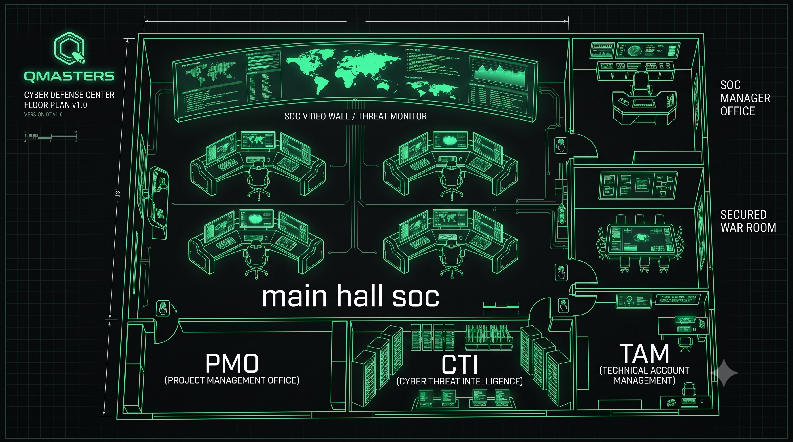 QMasters Tel Aviv SOC — 16 analysts, 24/7